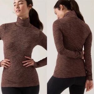 Athleta Women's Flurry Blizzard Seamless Turtleneck NWOT Medium Brown Black